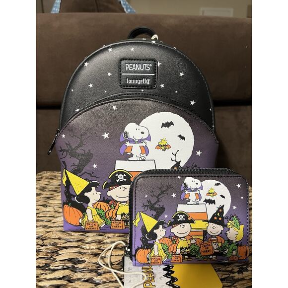 Loungefly Handbags - Loungefly Peanuts Snoopy Halloween Trick-Or-Treat Mini Backpack Wallet Set